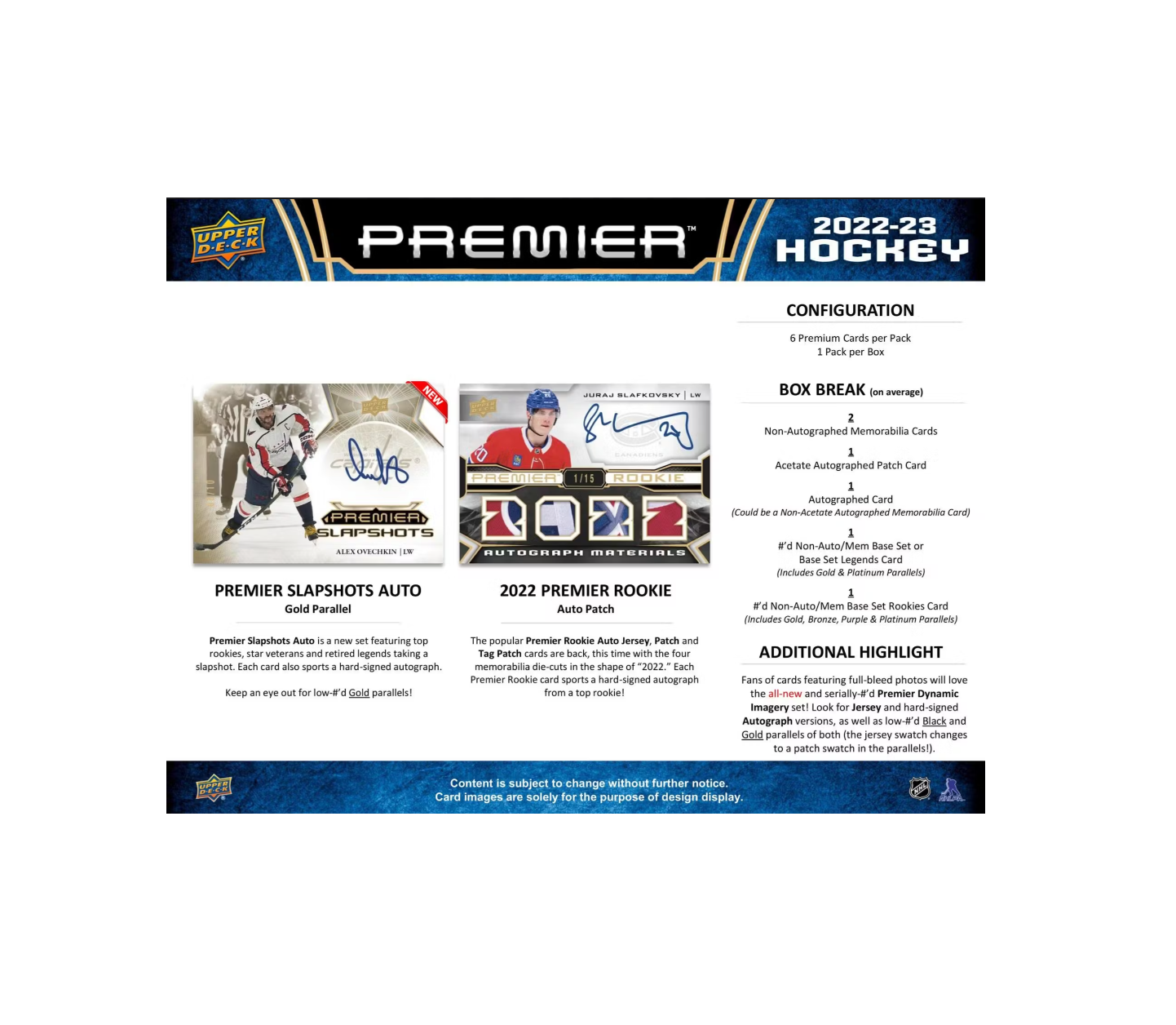 2022-23 Upper Deck Premier Hockey Hobby Box