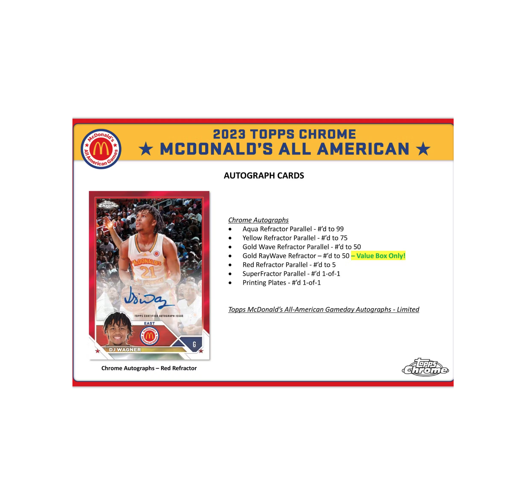 2023 Topps McDonald's All American Chrome Basketball 7-Pack Blaster Box